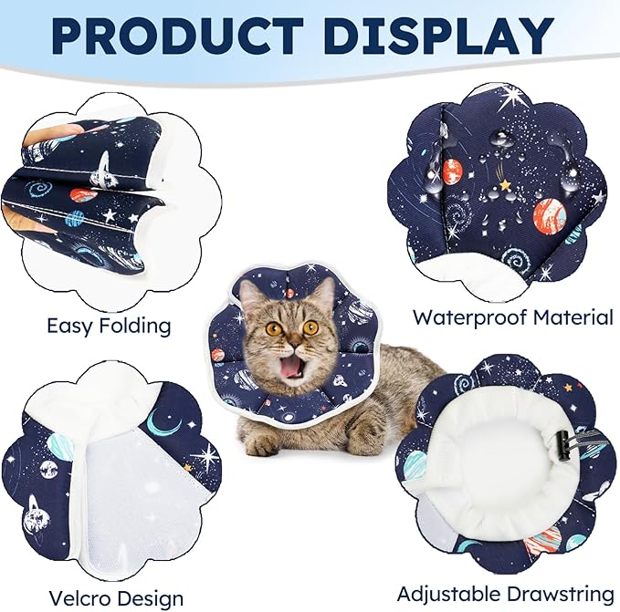 Cat Cone Collar Soft, Waterproof Cat Recovery Collar After Surgery, Adjustable Pet Donut Collar, Safety Elizabethan Collar to Prevent Licking Wounds for Kittens, Pet Cone Alternative-PawvioPets