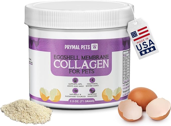 Eggshell Membrane Collagen for Dogs - Non-Gelatin and Non-Bone Marrow Based, All Natural Premium Dog Collagen Powder from Eggshell Membranes: Supports Pet HIPS, Joints, Nails, Fur and Digestion.-PawvioPets