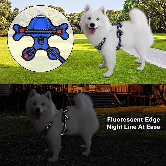 Dog Harness, Adjustable Reflective Dog Vest No Pull Dog Harness with Badge and Bow Tie for Puppy Small Medium Large Dogs-PawvioPets