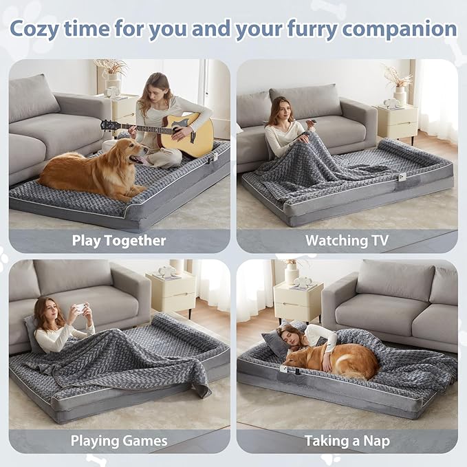 BFPETHOME Orthopedic Dog Beds for Extra Large Dogs, Waterproof Sofa XXL Dog Bed with Sides, Non-Slip Bottom and Egg-Crate Foam Big Pet Couch Bed with Washable Removable Cover,Pet Bed for Large Dogs-PawvioPets