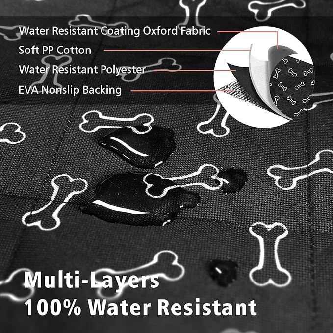 F-color SUV Cargo Liner for Dogs, Water Resistant Pet Cargo Cover Dog Seat Cover Mat for SUVs Sedans Vans with Bumper Flap Protector, Non-Slip, Large Size Universal Fit, Bone-PawvioPets