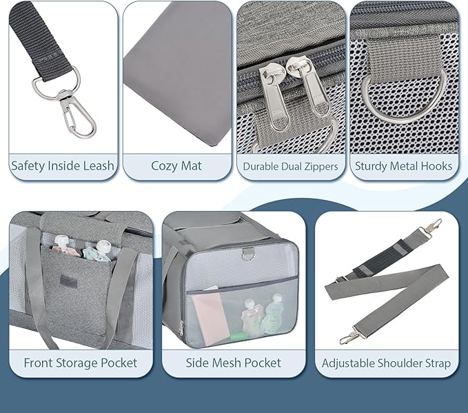 Cat Carrier for 2 Cats – Large Soft-Sided Pet Travel Carrier, Dual Compartments, Privacy Protection, Dog Carrier for Small/Medium Dogs, Home & Outdoor Use-PawvioPets