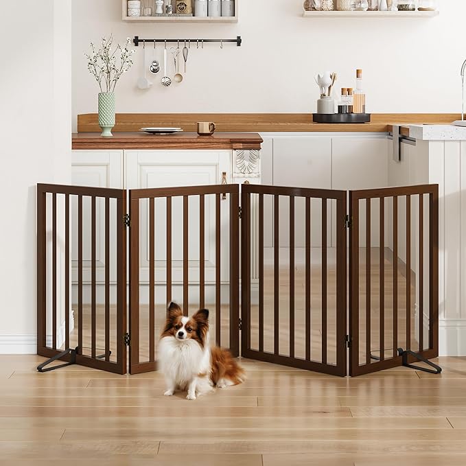 Dog Gate for Stairs,Foldable Dog Gate for Indoor Doorways House,Freestanding Pet Gates for Dogs,Doogie Puppy Fence Gate-PawvioPets