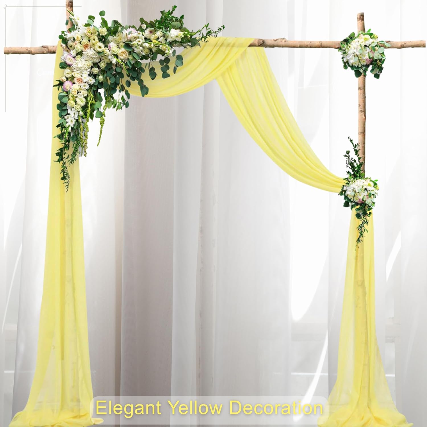 Snowkingdom Fall Yellow Table Runner, 10FT Light Yellow Tulle Gauze Sheer Cheesecloth Thanksgiving Dining Table Decorations, Boho Rustic Tulle Runners for Wedding Baby Shower Party Decor 120 Inch