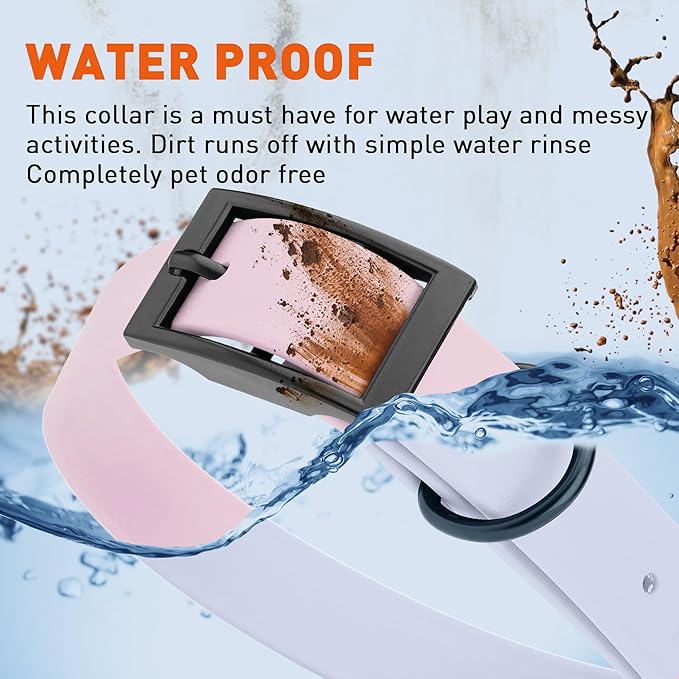 Dogline Biothane Waterproof Dog Collar Strong Coated Nylon Webbing with Black Hardware Odor- Proof for Easy Care Easy to Clean High Performance Fits Small Medium or Large Dogs, Pastel Purple-PawvioPets