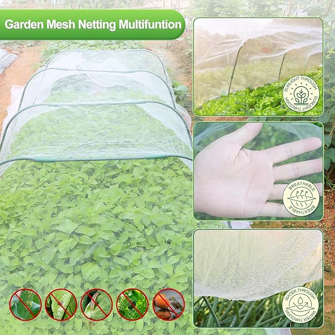 Garden Netting Mesh, 10X100 FT Garden Netting with 16 Cilps & Ultra Fine Mesh Net Bird Barrier Protection for Garden Vegetables Flowers Shrubs Fruit Trees Indoors & Outdoors Plant Beds Greenhouse-PawvioPets