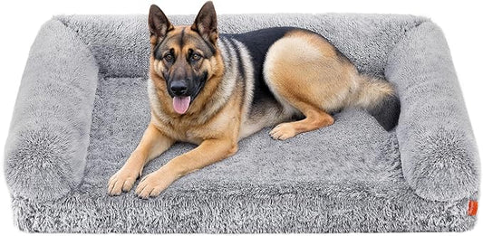 Feandrea Dog Bed, Orthopaedic Dog Sofa Bed for Large Dogs, Waterproof Ped Bed with Removable Washable Cover, 48 x 33.5 x 9.5 Inches, Gray Ombré UPGW234G01-PawvioPets