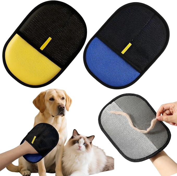 2Pcs Electrostatic Pet Hair Removal Gloves for Cats & Dogs,2025 New Upgraded Reusable Quick De-Shedding Grooming Gloves,Animal Fur Remover Tool for Couch,Carpet,Furniture, Car Seat,Clothing,Curtain-PawvioPets
