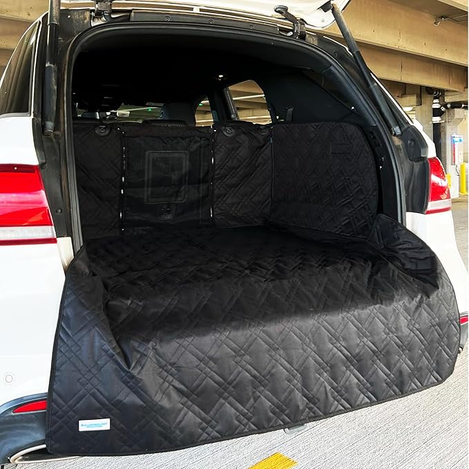 Bulldogology Cargo Liner for SUV - Heavy Duty Pet Trunk Liner Cargo Cover - Waterproof Cargo Cover for Dogs Hair, Muddy Paws - Protector Cargo Mats for Back of SUV (Large, Black)-PawvioPets