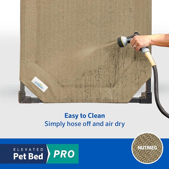 Coolaroo Pro Elevated Dog Bed - Low-Profile Access, Moisture-Resistant Cover, Breathable Fabric & Tool-Free Setup, Nutmeg, Standard-PawvioPets