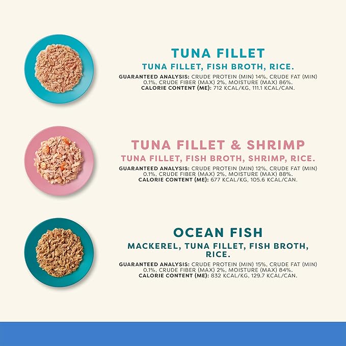 Applaws Natural Wet Cat Food in Broth, Made with Limited and Natural Ingredients, Fish Selection Variety Pack in Broth (12 x 5.5oz Cans)-PawvioPets