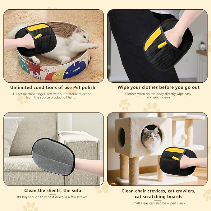 2pcs Pet Hair Removal Glove for Cats & Dogs, 2025 New Upgrade Efficient Grooming Gloves for Pet Hair, Cat Grooming Gloves for Hair Removal, Reusable Pet Hair Remover Glove-PawvioPets