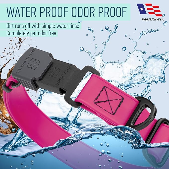 Dogline Biothane Waterproof Dog Collar with Herm Sprenger Stainless Steel Quick Release Buckle – Heavy Duty Tactical Durable Collar for Dogs – Comfortable and Safe Pet Collar, W 1" L 15-25", Magenta-PawvioPets