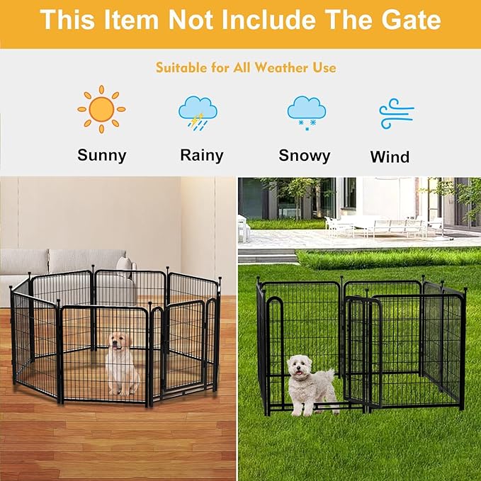 Garden Fence 40 Inch 14 Panels Without Gate, Total 31 Ft(L) Garden Fence for Yard and Dog, Black Dog Pen Wide Door, Metal Dog Pen Heavy Duty Pet Puppy Exercise Pen for Rv Camping-PawvioPets