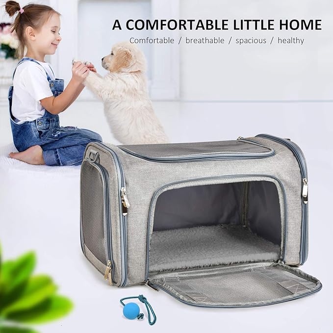 Cat Carriers Dog Carrier Pet Carrier For Small / Medium Cats Dogs Puppies (Up To 15lbs), TSA Airline Approved Small Dog Carrier Soft Sided, Collapsible Waterproof Travel Puppy Carrier - Grey-PawvioPets