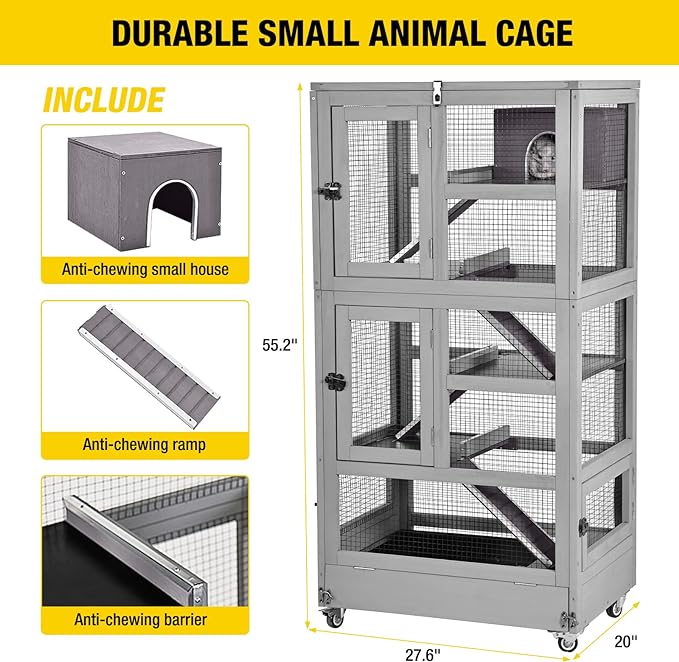 Aivituvin Ferret Cage Chinchilla Cage for Rat,Lizard,Squirrel, Chameleon,Gerbils and Other Small Animals-PawvioPets