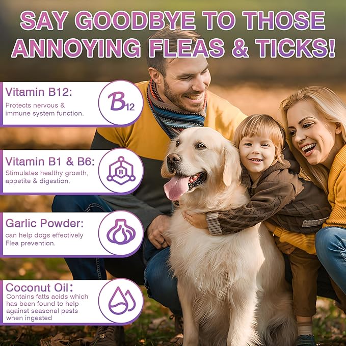 Dog Flea and Tick Treatment Chewable 200 Treatment Chews Natural Soft Chew Fleas Ticks Treatment Dog Oral Chewables Support Supplement Pest Defense Breeds and Ages Dogs Chicken Flavor-PawvioPets