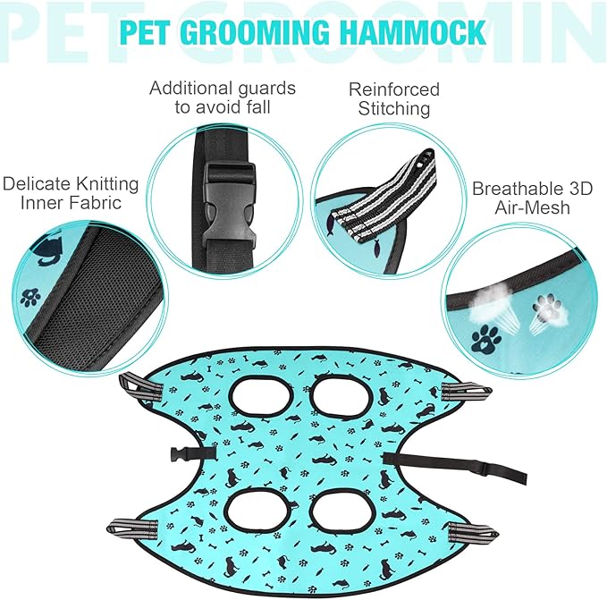 Dog Grooming Hammock - Pet Harness for Grooming Nail Trimming (XXL 120lb), Dog Sling for Nail Clipping, Dog Hanging Holder for Cutting Nail with Nail Clippers-PawvioPets