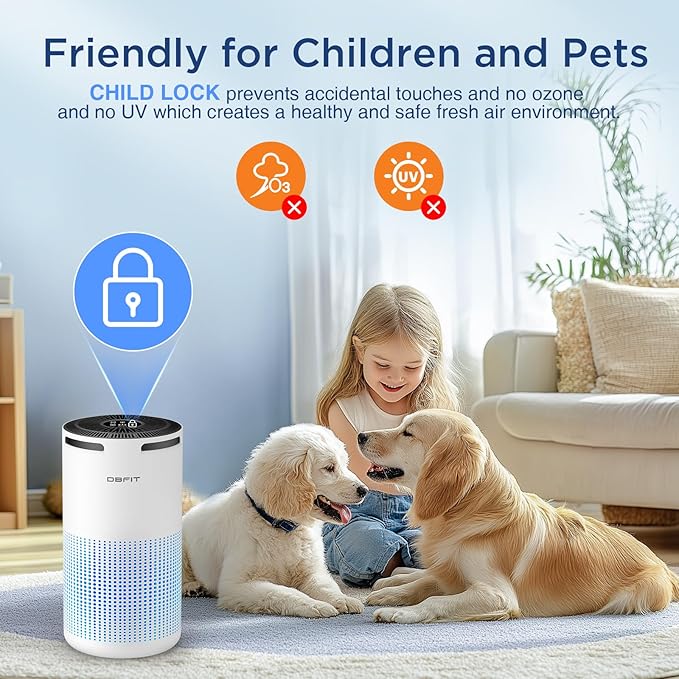 Air Purifiers for Home Large Room Up to 1500ft² with Aromatherapy, DBFIT H13 HEPA Air Purifier Air Cleaner for Smoke Pollen Dust Pet Hair Dander Odor, Portable Air Purifier with Timer (White)-PawvioPets