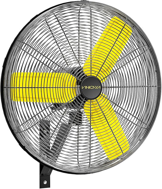 24 Inch Industrial Wall Fan Oscillating, 7800 CFM Commercial Metal Wall Mount Fans with Poweful Motor, 3 Speed, Heavy Duty Indoor for Warehouse, Workshops, and Garage, UL Listed-PawvioPets