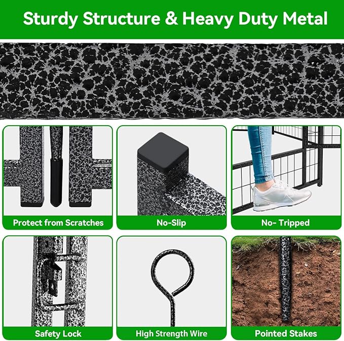 Dog Playpen Outdoor Extra Wide 16 Panels Heavy Duty Dog Fence 50" Height Anti-Rust with Doors Portable for RV Camping Yard, Total 42FT, 140 Sq.ft, Snowy Black-PawvioPets