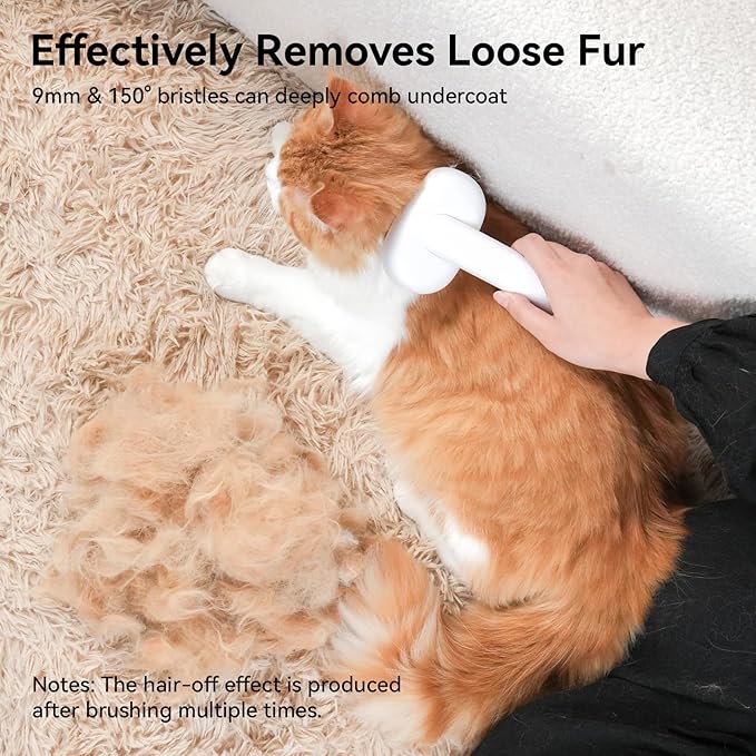 Aumuca Cat Brush for Shedding, Cat Brushes for Indoor Cats, Cat Brush for Long or Short Haired Cats, Cat Hair Brush Cat Grooming Deshedding Brush for Dog Kitten Horse Massage Removes Loose Fur, White-PawvioPets