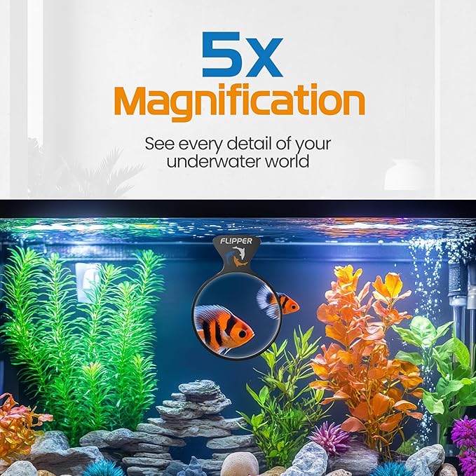Flipper DeepSee 4" Viewer - Filter Clear Lens and Aquarium Magnetic Magnifier - Fish Tank Magnifying Glass for Coral Reef Aquarium - Magnetic Magnifying Glass Ideal for Photography - Black-PawvioPets