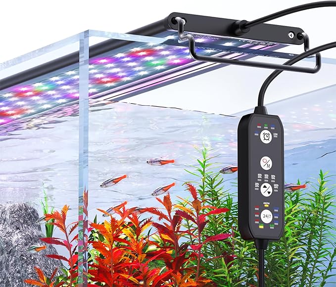 24/7 Mode LED Aquarium Light for Plants-Sunrise-Daylight-Moonlight Mode, Fish Tank Light with Auto On/Off, 7 Colors, Adjustable Timer/Brightness for 30 Inch to 36 Inch Freshwater Tank, 24W-PawvioPets