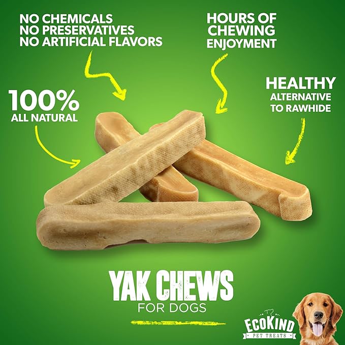 EcoKind Premium Gold Yak Cheese Himalayan Dog Chews, Dog Treats Large Breed, All Natural, High Protein, for Aggressive Chewers, Large - 3 Chews-PawvioPets
