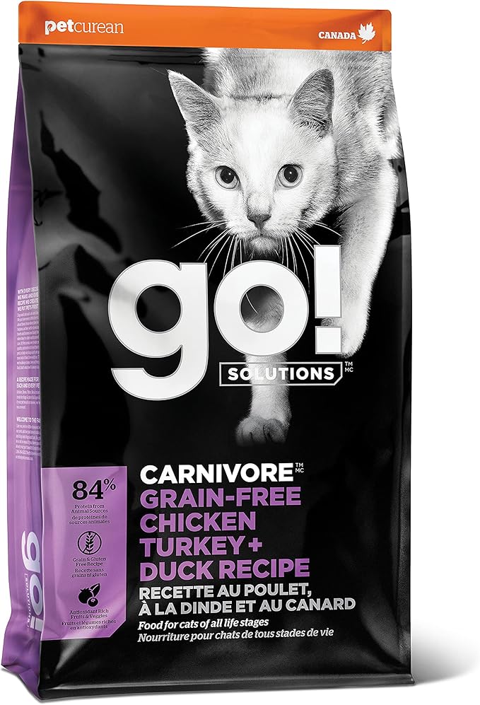 Go! Solutions Carnivore, Grain-Free, Protein Rich Dry Cat Food, Chicken, Turkey and Duck Recipe, 16 lb Bag-PawvioPets
