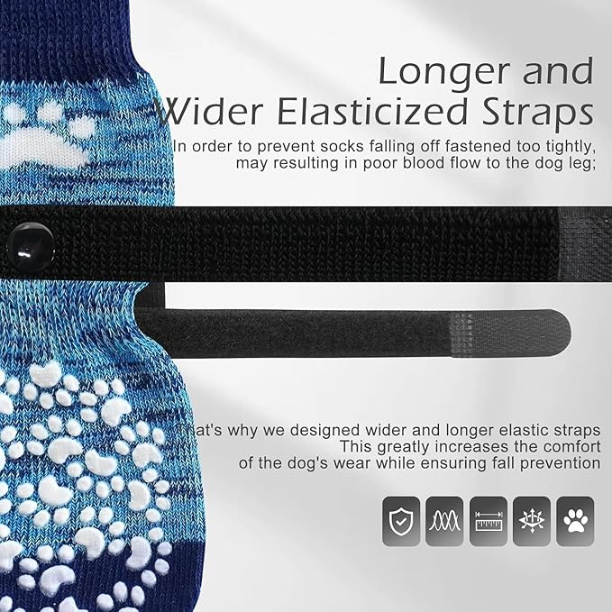 EXPAWLORER Anti Slip Dog Socks to Prevent Licking Paws, Dog Shoes for Hot Pavement, Dog Booties for Small Medium Large Senior Dogs, Traction Control Boots & Paw Protectors for Hardwood Floors-PawvioPets