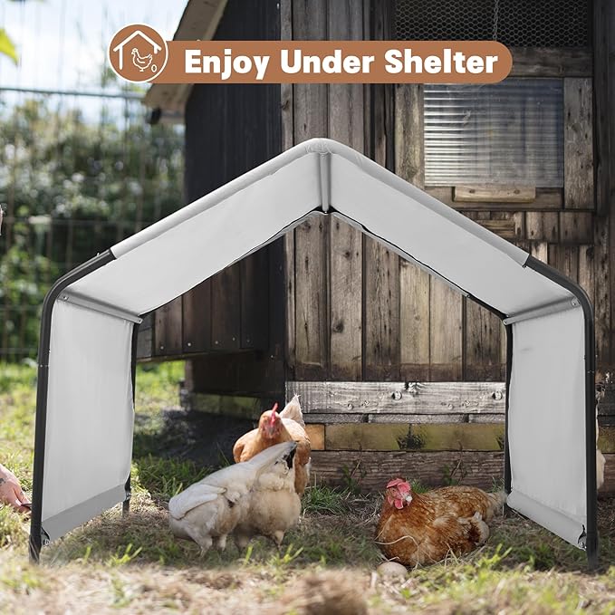 Dog Shade Shelter Outdoor 4'x4'x3' Tent for Large Medium Dogs, Outside Sun Rain Canopy Pet House for Cats Pigs Livestock with Waterproof Roof Ground Nails,Grey-PawvioPets