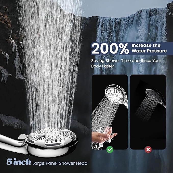 FEELSO Filtered Shower Head with Handheld, High Pressure 7 Spray Showerhead with Filters for Hard Water - Remove Chlorine, Reduce Dry Itchy Skin, Anti-clog Nozzles, Power Wash to Clean Tub, Tile & Pet-PawvioPets