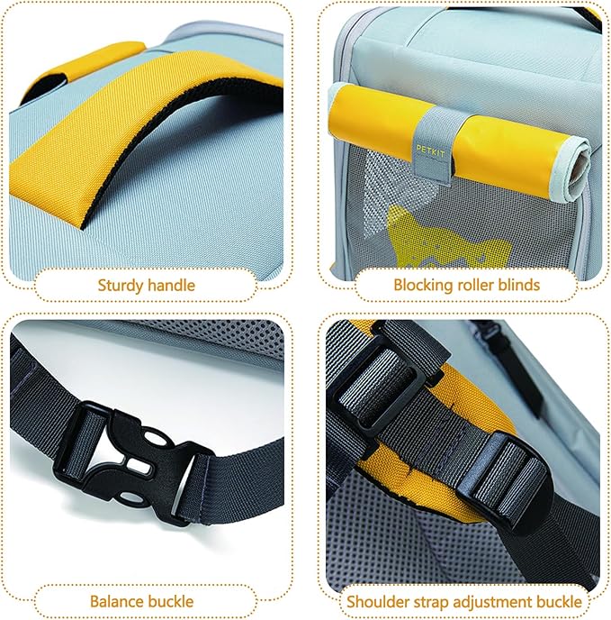 Expandable Pet Backpack, Cat Backpack with Breathable Mesh, Collapsible Soft Cat Travel Bag for Outdoor Hiking, Large Space Dog Backpack(Yellow)-PawvioPets