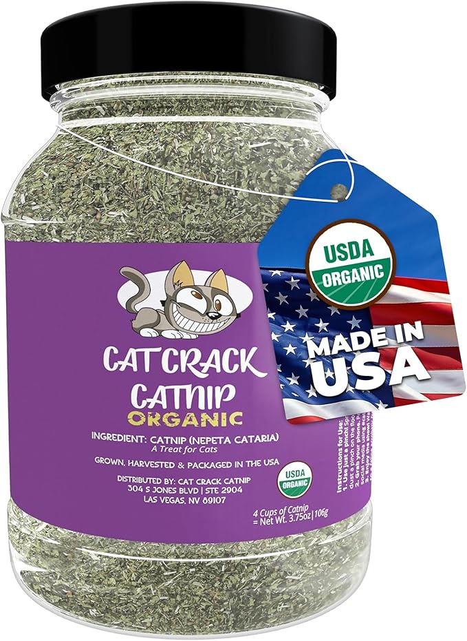 Cat Crack Organic Catnip, 100% Natural Cat Nips Organic Blend That Energizes and Excites Cats, Used for Cat Play, Training, & New Catnip Toys (4 Cups)-PawvioPets