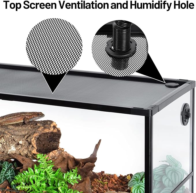 67 Gallon Reptile Tank, Glass Reptiles Terrarium 48" x 18" x 18", Sliding Door, Top Ventilation, Cable Pass, Humidify Hole, Large Reptile Cage Habitat for Bearded Dragon, Lizard, Snake, Gecko-PawvioPets