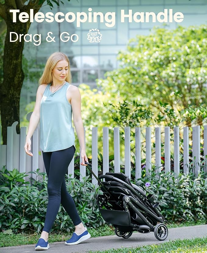 4 Wheels Pet Stroller, Dog Stroller for Small/Medium Dogs and Cats up to 33 lbs, One-Click Fold & Draggable, Removable Carrier, Zipperless Entry, Mesh Windows, Black-PawvioPets