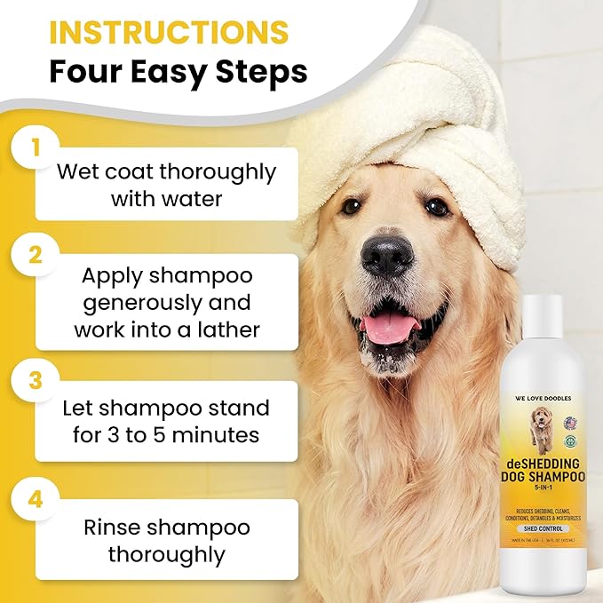 Dog Deshedding Shampoo | Made in USA | Eco-Friendly Ingredients | Shampoo for Shedding & Long Haired Dogs, Safe for Sensitive Skin & Allergies | 16 OZ [We Love Doodles]-PawvioPets