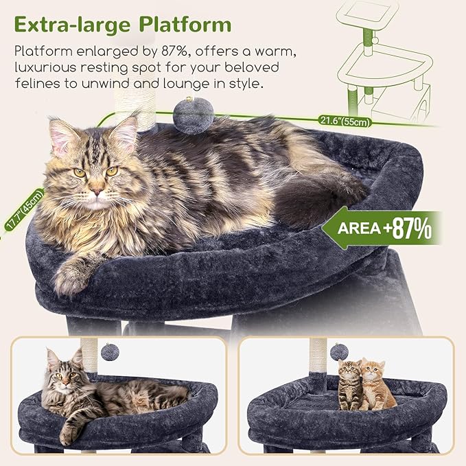 Globlazer Giant Cat Tree, 83 inch Cat Tree for Indoor Cats Large Adult, XXL Cat Tower with 9 Scratching Posts for 20lb+ Heavy Duty Large Adult Cats, F83, Dark Grey-PawvioPets