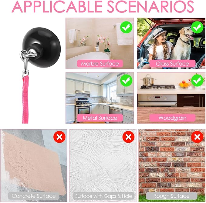 Frienda 4 Pieces Dog Bathing Tether with Suction Cup Pet Dog Grooming Tub Restraint Loops and Adjustable Cat Fixed Safety Rope for Pet Shower Bathing Grooming(Blue Pink Bright Green)-PawvioPets