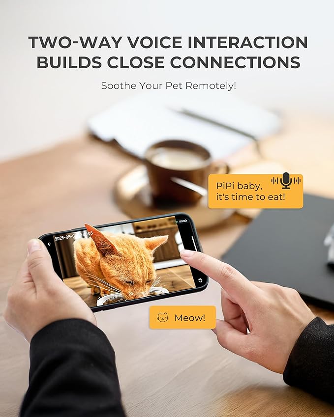 Automatic Cat Feeder with Camera,Adjustable Camera 5G/2.4G WiFi Timed cat Feed, auto cat Feeder, Automatic Pet Dispenser with HD Night Vision-PawvioPets