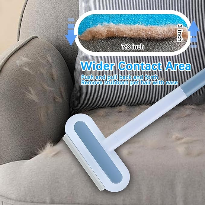 4 in 1 Pet Hair Removal Tool, Multifunctional Pet Hair Remover, Cat and Dog Hair Remover Brush Reusable with 23in Long Handle for Furniture, Couch, Carpet, Clothes-PawvioPets