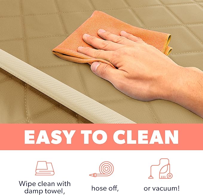 Active Pets Dog Car Seat Cover, Waterproof Front Seat Protector for SUV Truck Sedan, Pet Safety Travel Comfort System with Universal Fit, Beige-PawvioPets