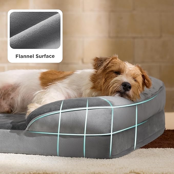 Bedsure Orthopedic Dog Beds Large Sized Dog - Washable Large Dog Cat Bed Waterproof, Comfort Dogs Couch Sofa with Washable Removable Cover, Pet Bed with Nonskid Bottom, Grey, 35"-PawvioPets