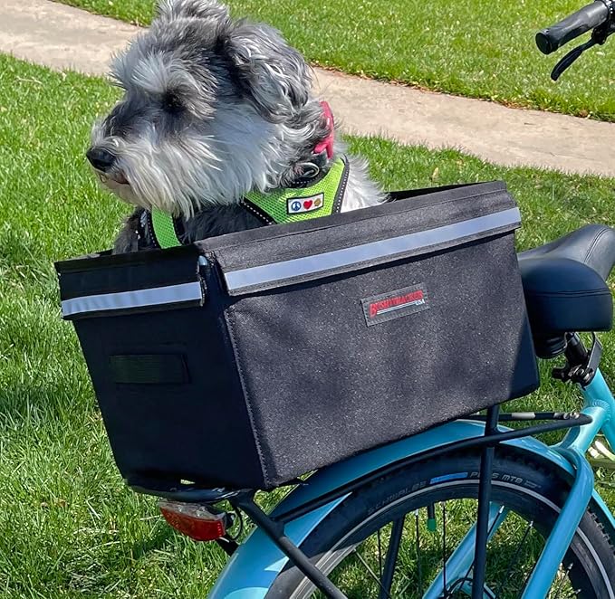 Bushwhacker Portland - Bike Rack Dog, Grocery and Goods Carrier - Bicycle Pannier Crate Cycling Basket Trunk Bag Rear Bed Storage Leash Carry Cargo Pet Commuter Behind Seat Accessories Ebike (Small)-PawvioPets