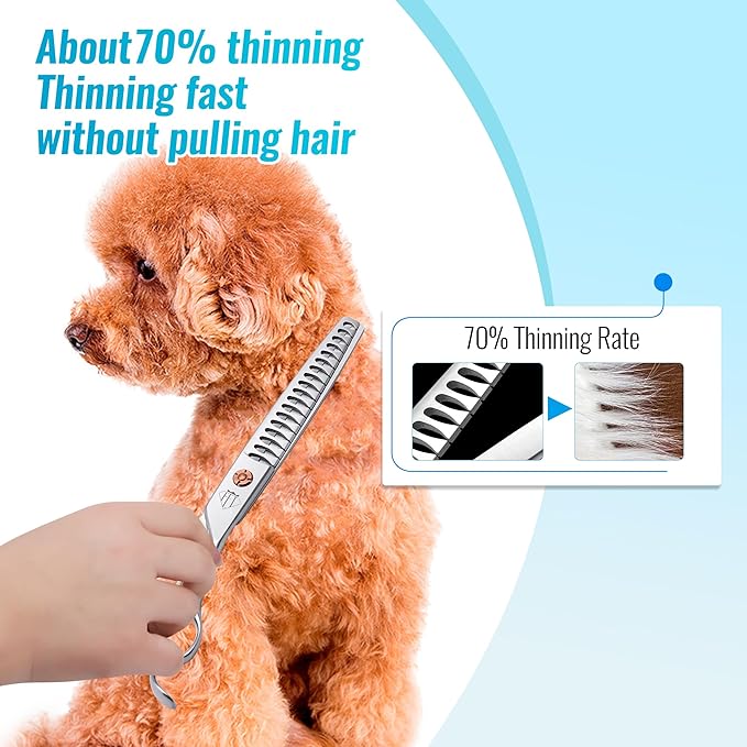 Dog Grooming Scissors: 7 inch Pet Chunker Shears Made Of Japanese 440c Advanced Stainless Steel Professional Grooming Scissors for Dogs Cats and Other Pets-PawvioPets