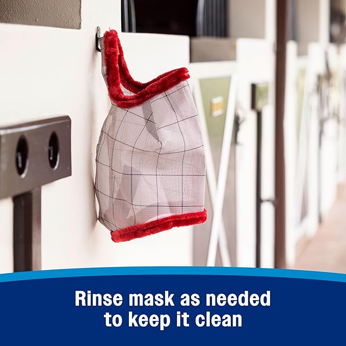 Farnam SuperMask II Fly Mask Without Ears for Smaller Horses or Arabian Horses,Full Face Coverage & Eye Protection from Insect Pests, Structured Classic Mesh with Plush Trim,Small Horse/Arabian Size-PawvioPets