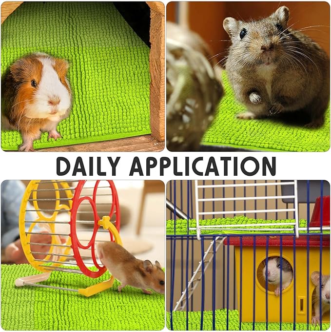 Amylove 4 Pcs Guinea Pig Cage Liner Guinea Pig Bedding Washable Fleece Pee Pads Reusable Small Animals Training Mat Small Animal Sleeping Bed for Bunny Hamster(Green,16 x 24 Inch)-PawvioPets