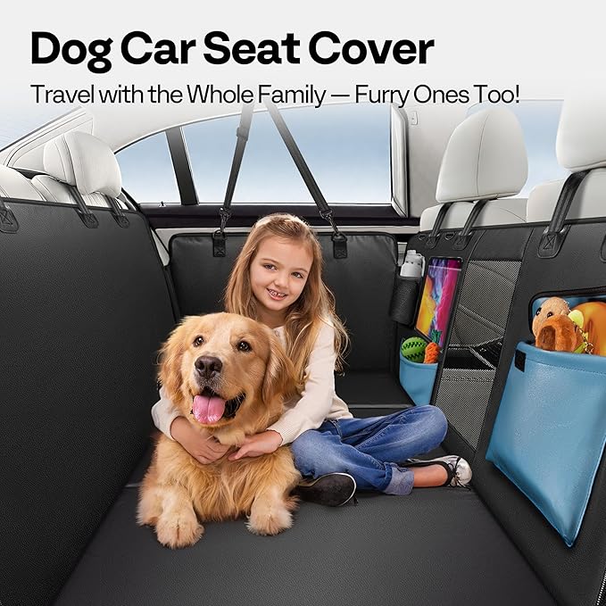Back Seat Pet Cover for Dogs 59", Upgraded PU Leather Back Seat Extender with Hard Bottom Holds 400LBS, Waterproof Anti-Scratch, Dog Backseat Cover for Cars, SUV & Small Truck-PawvioPets