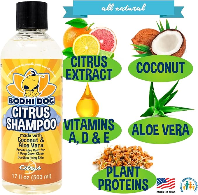 Bodhi Dog Refreshing Orange Citrus Shampoo - Deep Cleaning Coconut & Aloe Formula - Natural Soothing, Moisturizing Pet Wash for Dogs, Cats, Puppies - Tear-Free (17 Fl Oz)-PawvioPets